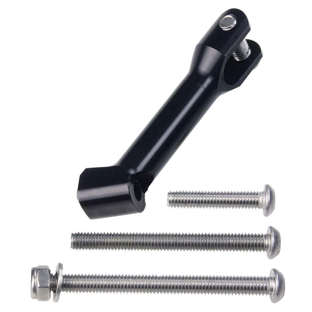 Headlight bracket milled long, aluminium 7075 T6, black anodised, with bolts, 45 x 52 mm